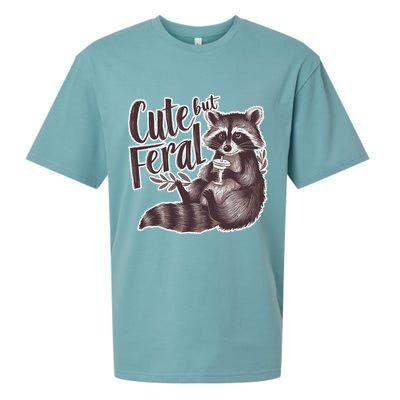 Cute But Feral Funny Raccoon Memes Coffee Raccoon Opossum Sueded Cloud Jersey T-Shirt