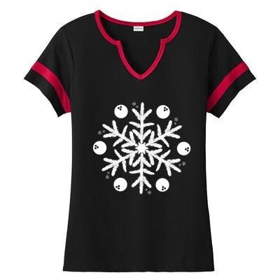 Christmas Bowling Funny Gift Winter Snowflake Meaningful Gift Ladies Halftime Notch Neck Tee