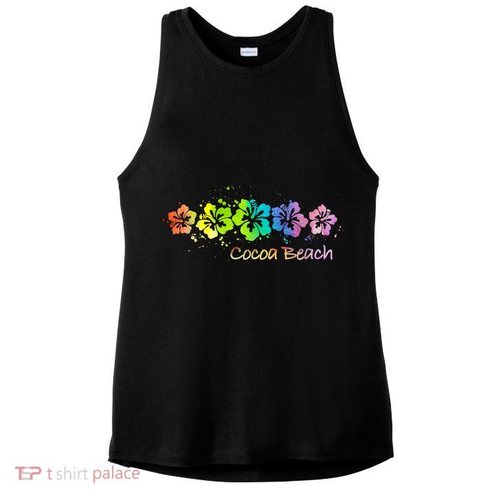 Cocoa Beach, Florida Watercolor Beach & Surf Ladies PosiCharge Tri-Blend Wicking Tank