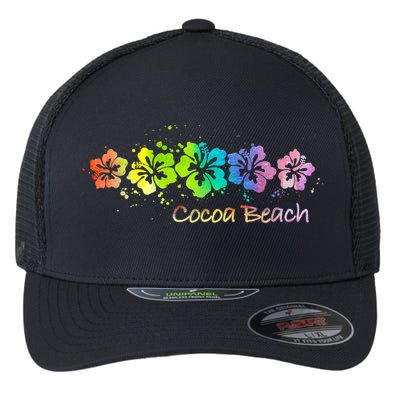 Cocoa Beach, Florida Watercolor Beach & Surf Flexfit Unipanel Trucker Cap