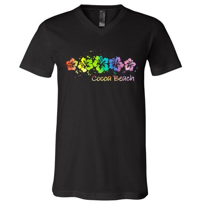 Cocoa Beach, Florida Watercolor Beach & Surf V-Neck T-Shirt