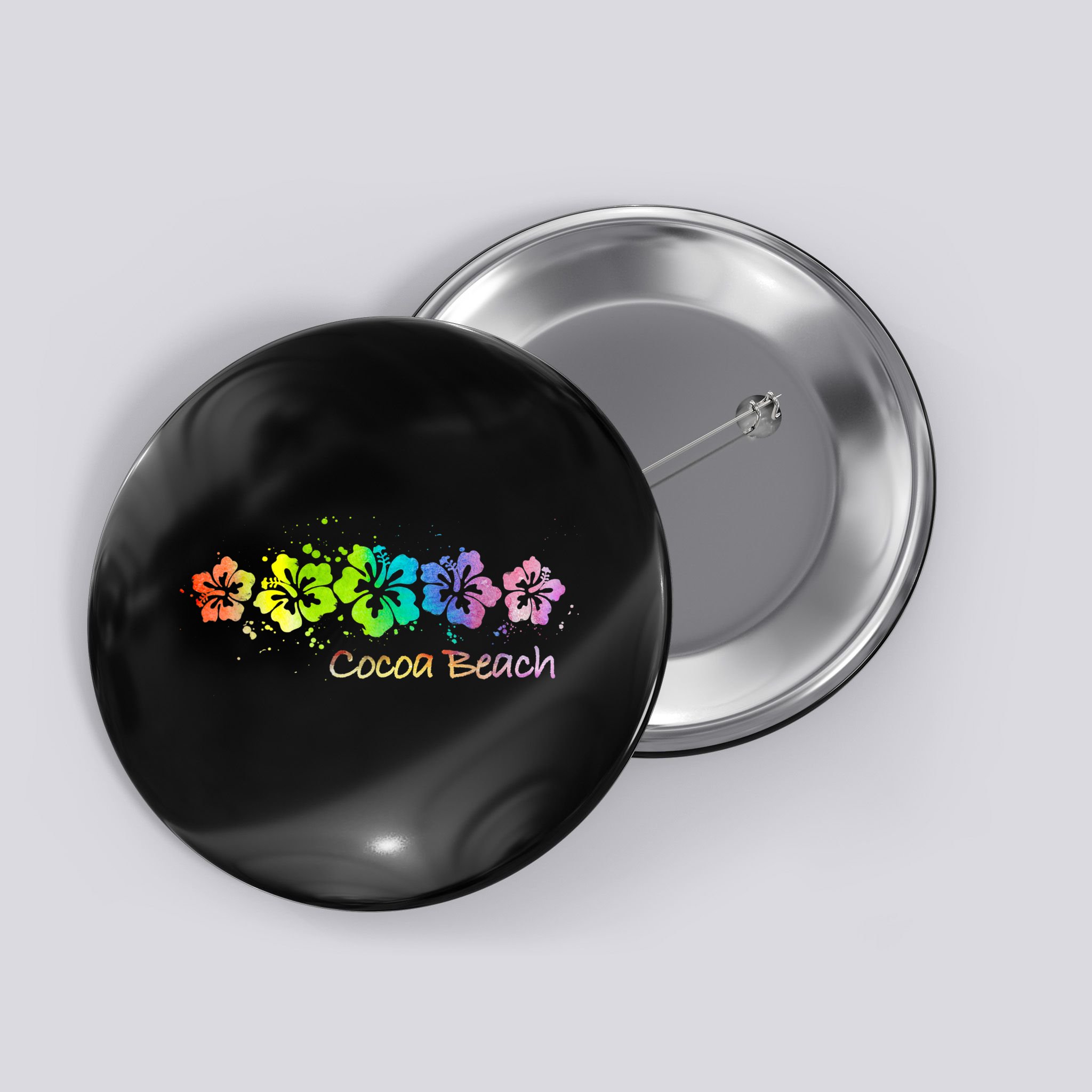 Cocoa Beach, Florida Watercolor Beach & Surf Button