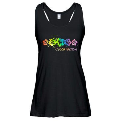 Cocoa Beach, Florida Watercolor Beach & Surf Ladies Essential Flowy Tank