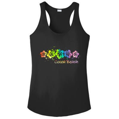 Cocoa Beach, Florida Watercolor Beach & Surf Ladies PosiCharge Competitor Racerback Tank