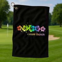 Cocoa Beach, Florida Watercolor Beach & Surf Golf Towel