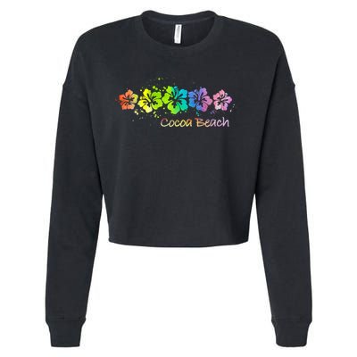 Cocoa Beach, Florida Watercolor Beach & Surf Cropped Pullover Crew