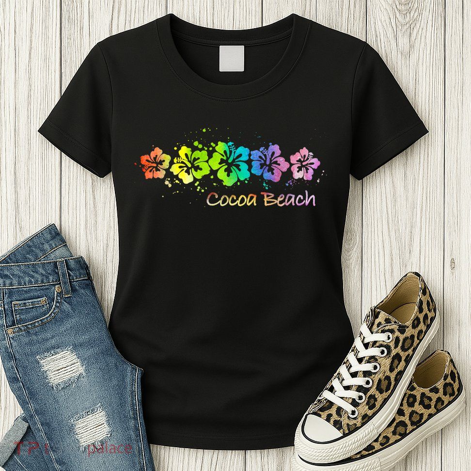 Cocoa Beach, Florida Watercolor Beach & Surf Womens T-Shirt