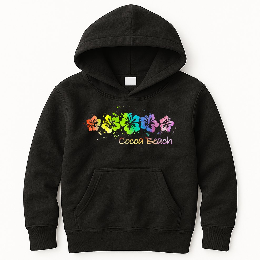 Cocoa Beach, Florida Watercolor Beach & Surf Kids Hoodie