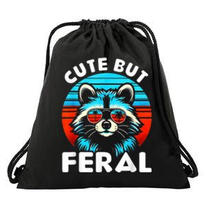 Cute But Feral Racoon With Sunglasses Drawstring Bag