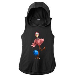 Cool Bowling Flamingo Ladies PosiCharge Tri-Blend Wicking Draft Hoodie Tank