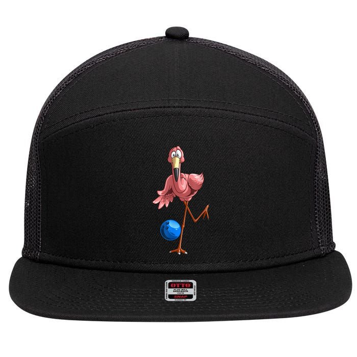 Cool Bowling Flamingo 7 Panel Mesh Trucker Snapback Hat