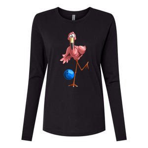 Cool Bowling Flamingo Womens Cotton Relaxed Long Sleeve T-Shirt