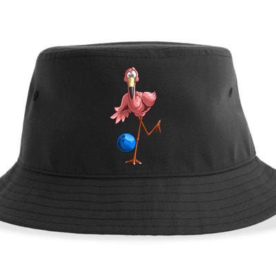 Cool Bowling Flamingo Sustainable Bucket Hat