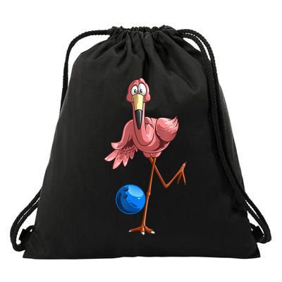 Cool Bowling Flamingo Drawstring Bag