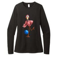 Cool Bowling Flamingo Womens CVC Long Sleeve Shirt