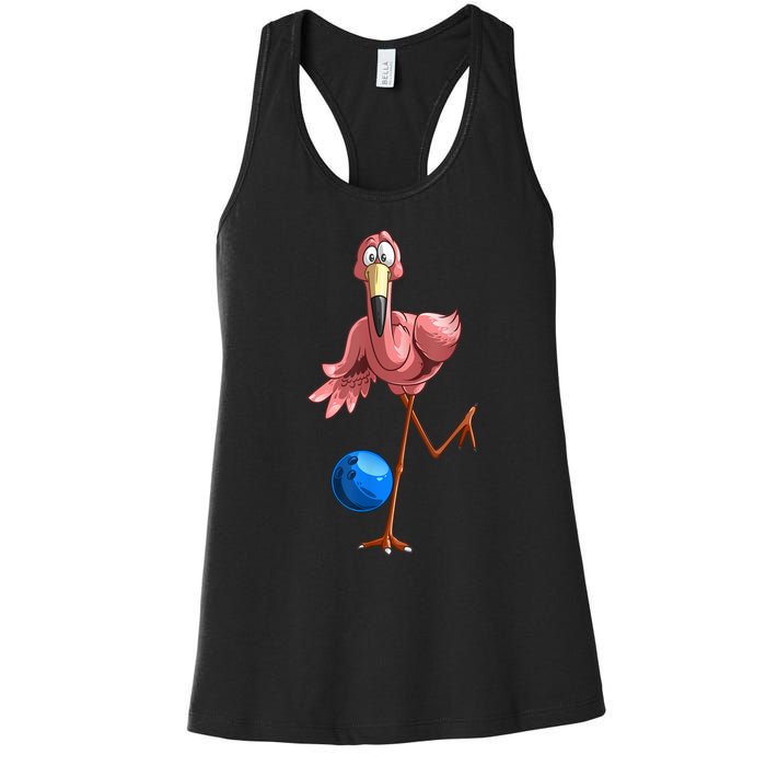 Cool Bowling Flamingo Women's Racerback Tank