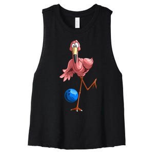 Cool Bowling Flamingo Women's Racerback Cropped Tank