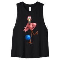 Cool Bowling Flamingo Women's Racerback Cropped Tank