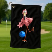 Cool Bowling Flamingo Golf Towel