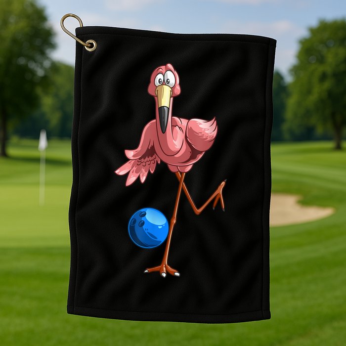 Cool Bowling Flamingo Golf Towel