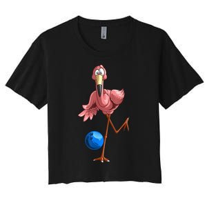 Cool Bowling Flamingo Women's Crop Top Tee