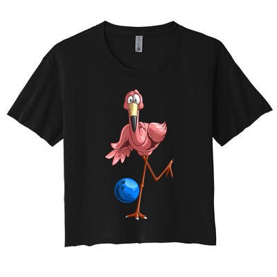 Cool Bowling Flamingo Crop Top