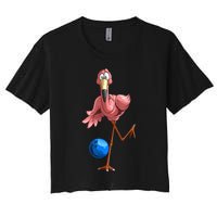 Cool Bowling Flamingo Women's Crop Top Tee