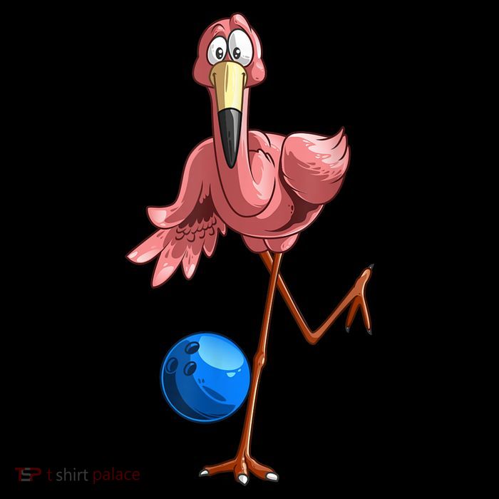 Cool Bowling Flamingo Womens T-Shirt