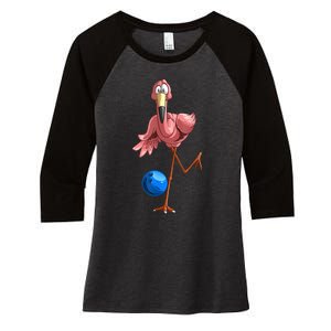 Cool Bowling Flamingo Women's Tri-Blend 3/4-Sleeve Raglan Shirt