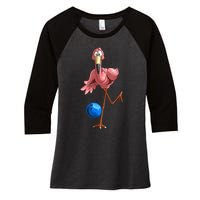 Cool Bowling Flamingo Women's Tri-Blend 3/4-Sleeve Raglan Shirt