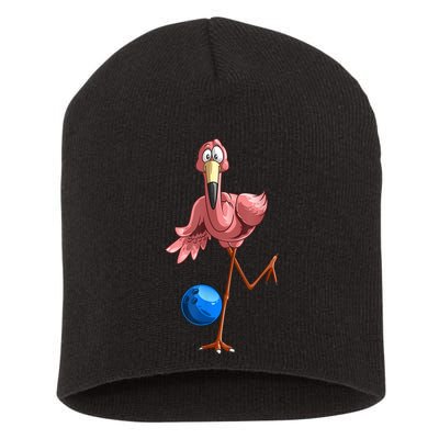 Cool Bowling Flamingo Short Acrylic Beanie