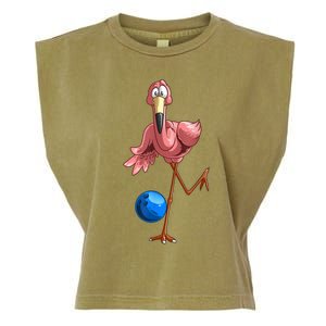 Cool Bowling Flamingo Garment-Dyed Women's Muscle Tee