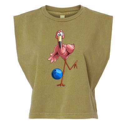 Cool Bowling Flamingo Garment-Dyed Women's Muscle Tee