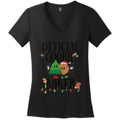 Cookie Baker Funny Cookie Tester Christmas Couple Women's V-Neck T-Shirt