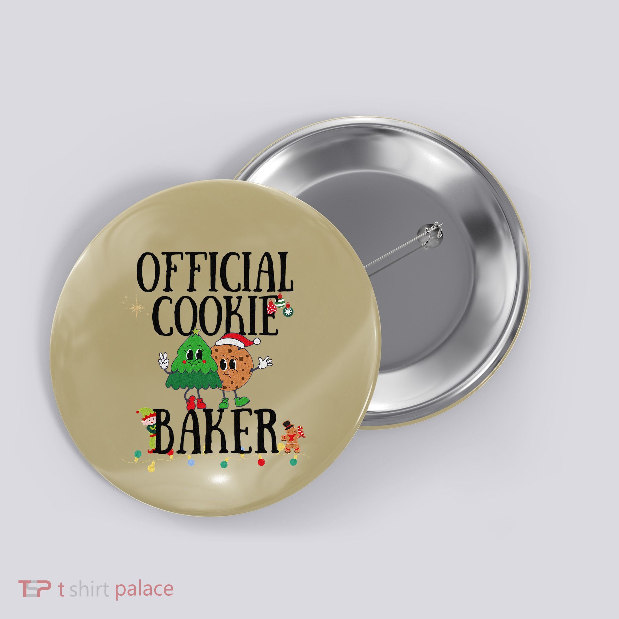 Cookie Baker Funny Cookie Tester Christmas Couple Button