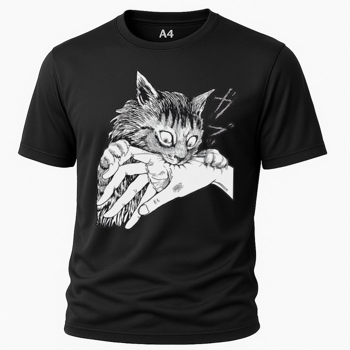 Cat Bite Funny For Women Cooling Performance Crew T-Shirt
