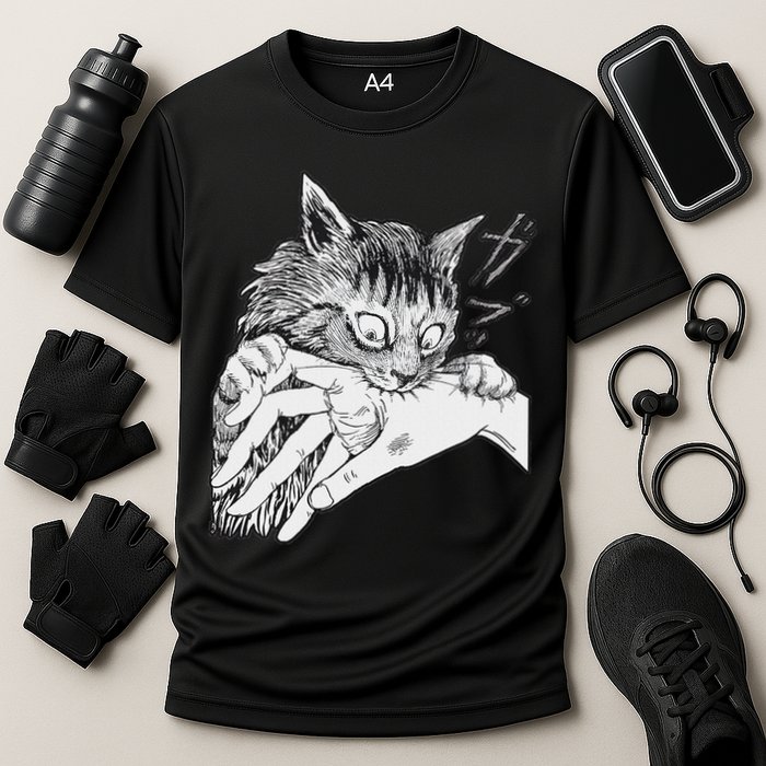 Cat Bite Funny For Women Cooling Performance Crew T-Shirt