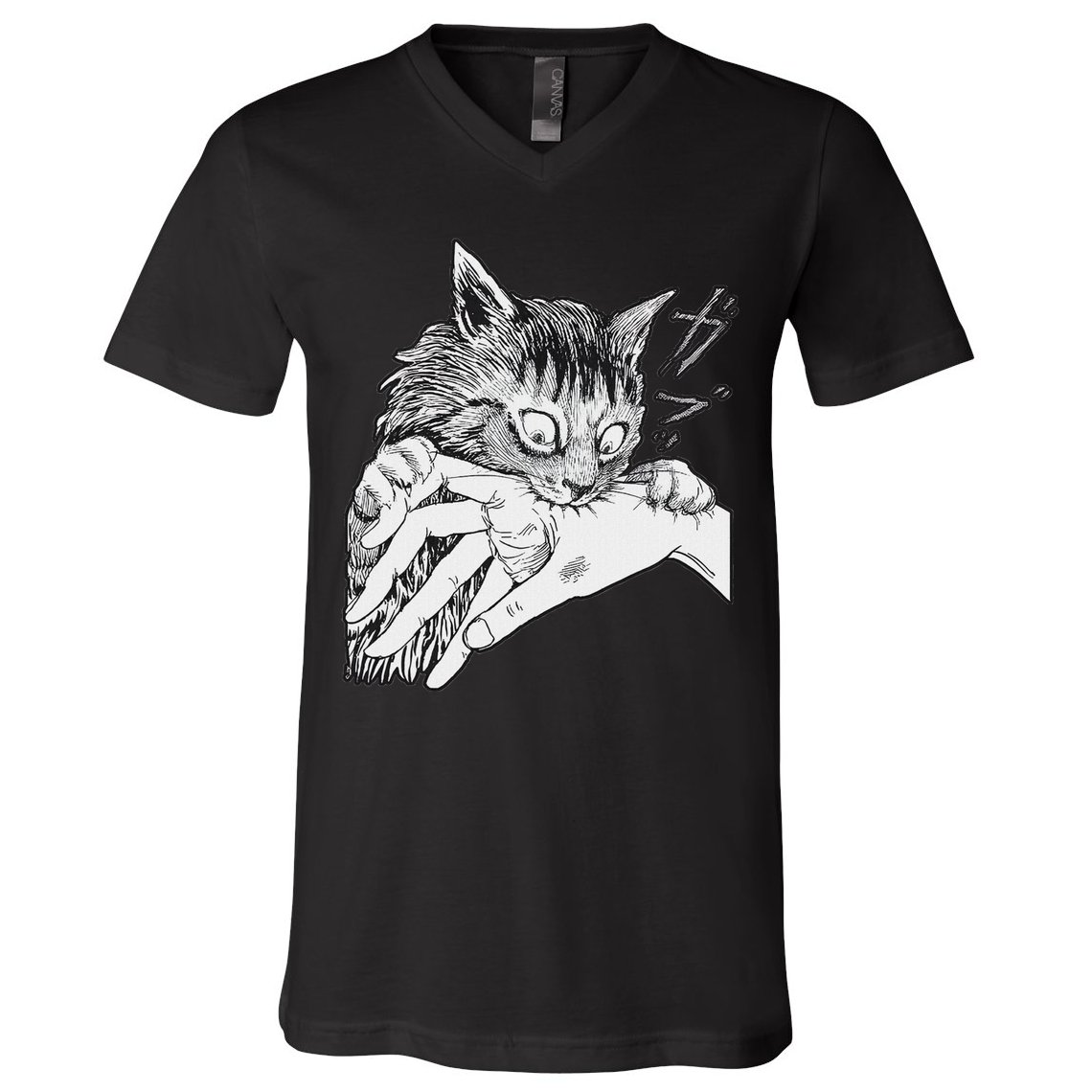 Cat Bite Funny For Women V-Neck T-Shirt
