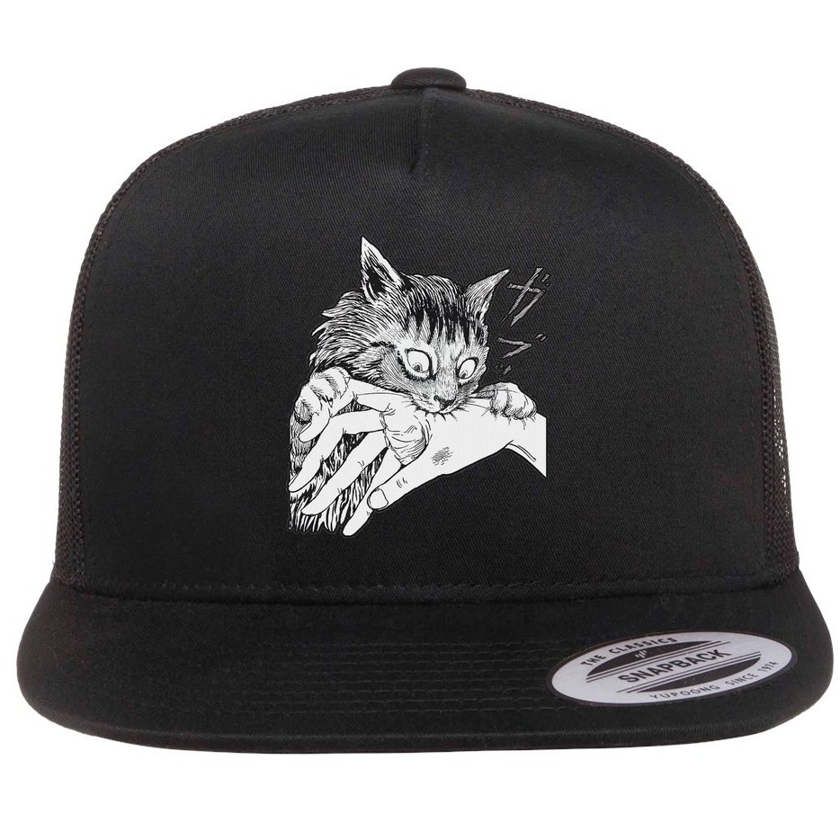 Cat Bite Funny For Women Flat Bill Trucker Hat