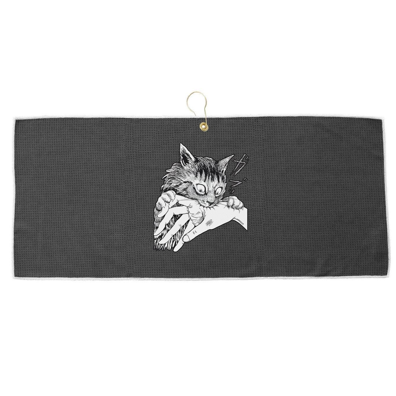 Cat Bite Funny For Women Large Microfiber Waffle Golf Towel