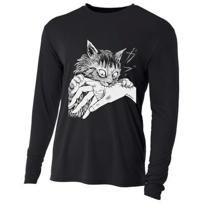 Cat Bite Funny For Women Cooling Performance Long Sleeve Crew