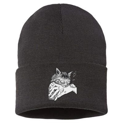 Cat Bite Funny For Women Sustainable Knit Beanie