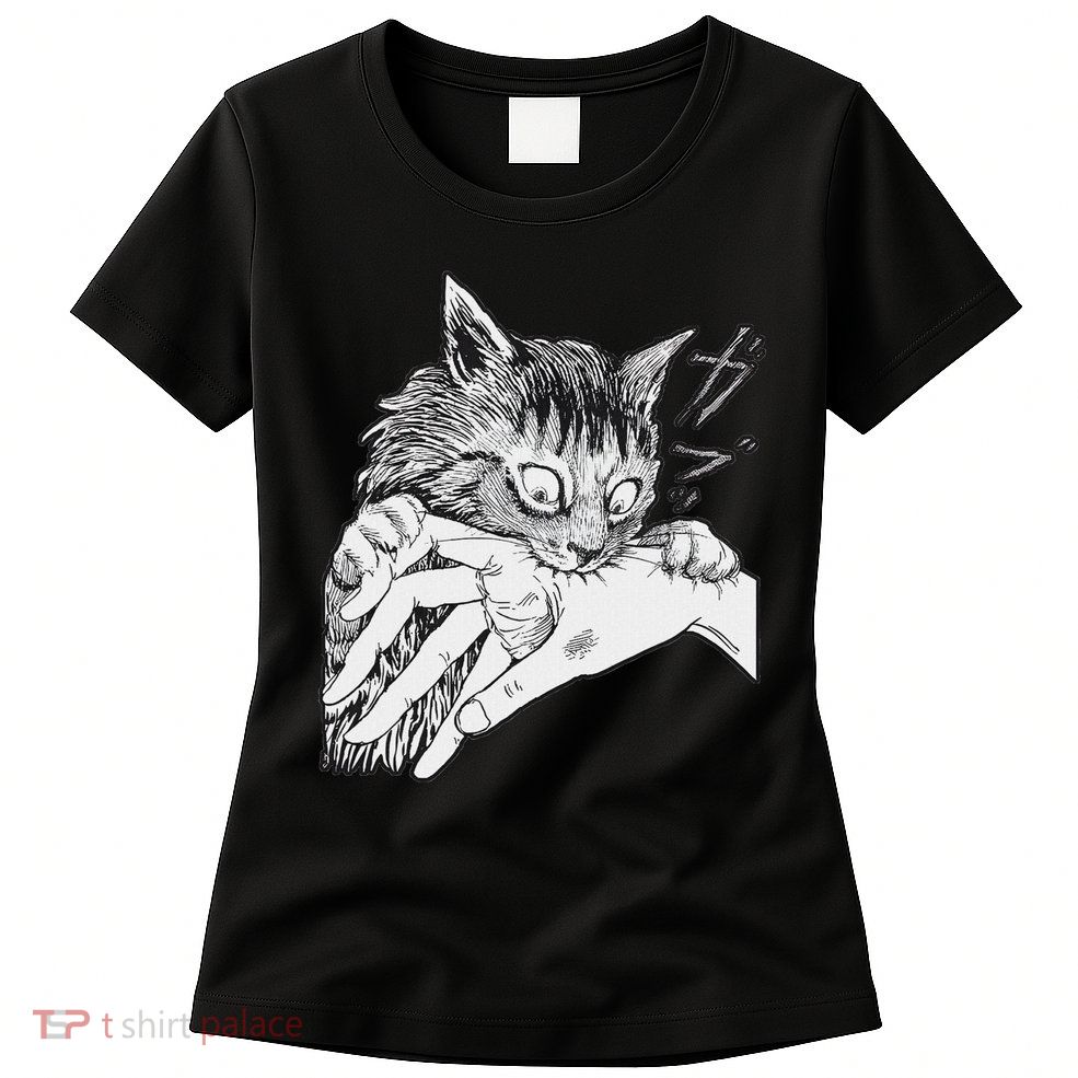 Cat Bite Funny For Women Womens T-Shirt