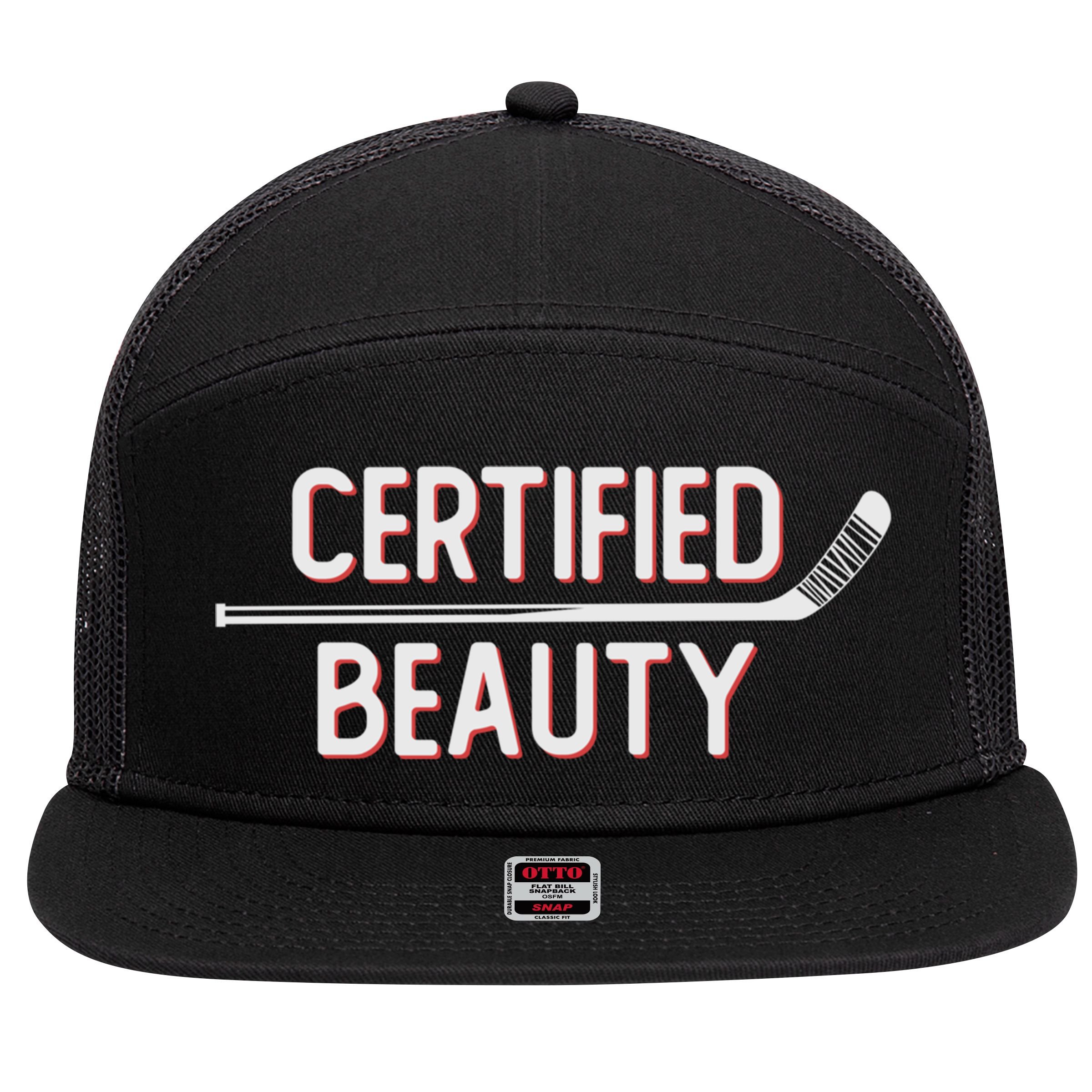 Certified Beauty Funny Ice Hockey Slang Wheel Snipe Celly Cool Gift 7 Panel Mesh Trucker Snapback Hat