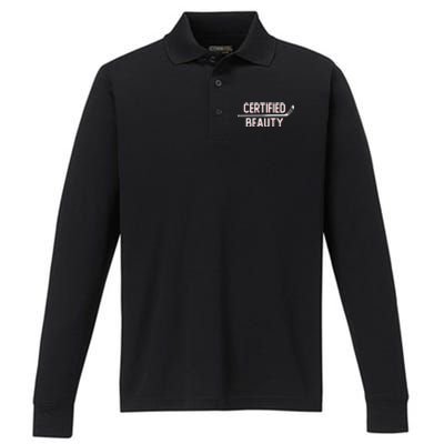 Certified Beauty Funny Ice Hockey Slang Wheel Snipe Celly Cool Gift Performance Long Sleeve Polo