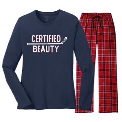 Certified Beauty Funny Ice Hockey Slang Wheel Snipe Celly Cool Gift Women's Long Sleeve Flannel Pajama Set 