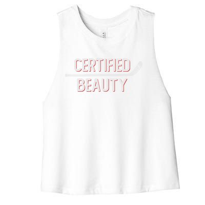 Certified Beauty Funny Ice Hockey Slang Wheel Snipe Celly Cool Gift Women's Racerback Cropped Tank