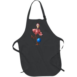 Cool Bowling Flamingo  Funny Shorebirds Lover Player Gift Full-Length Apron With Pockets