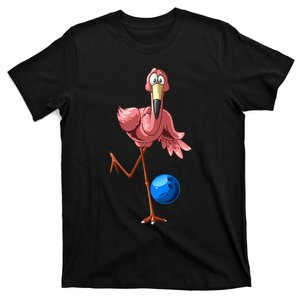 Cool Bowling Flamingo  Funny Shorebirds Lover Player Gift T-Shirt