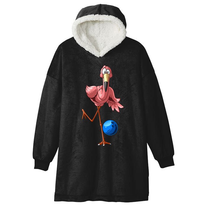 Cool Bowling Flamingo  Funny Shorebirds Lover Player Gift Hooded Wearable Blanket